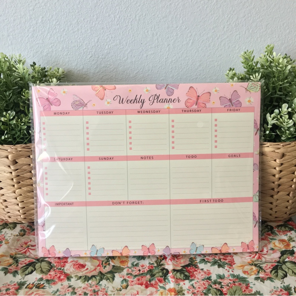 Butterfly & Flower Cottagecore Weekly Planner Notepad